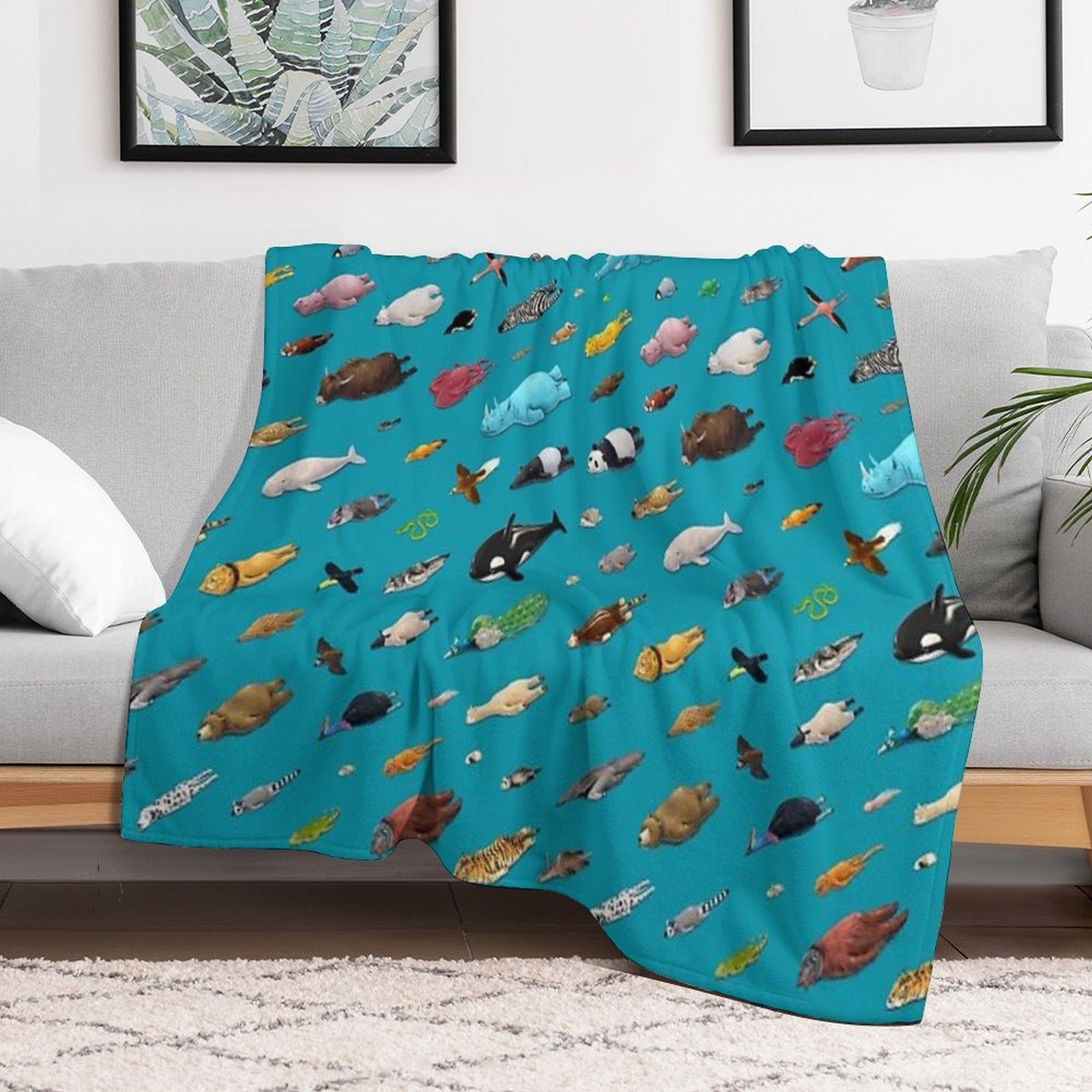 Sleeping Animals Machine-washable Throw Blanket