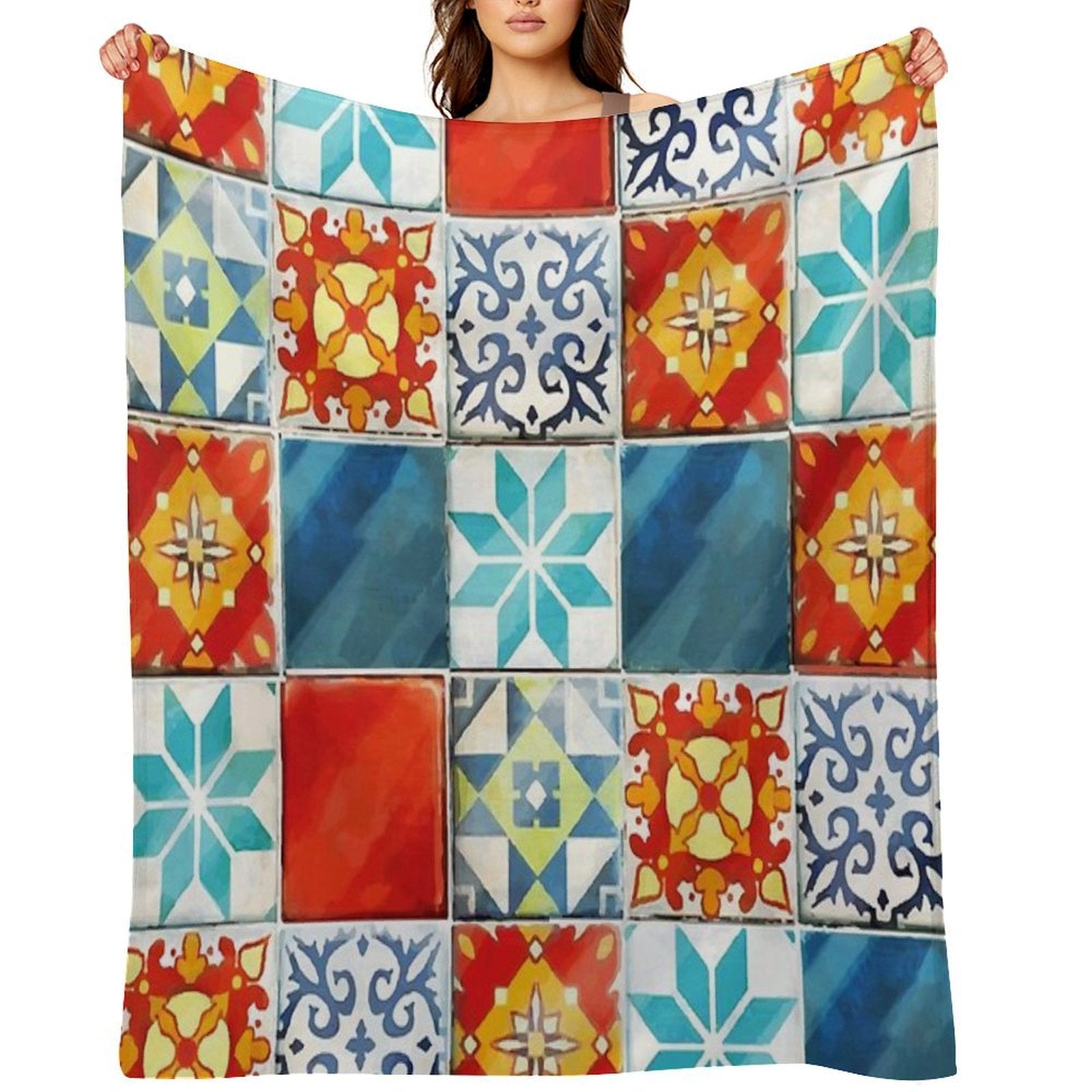 Colorful Azulejos Tiles from Azul Board Game Premium Throw Blanket