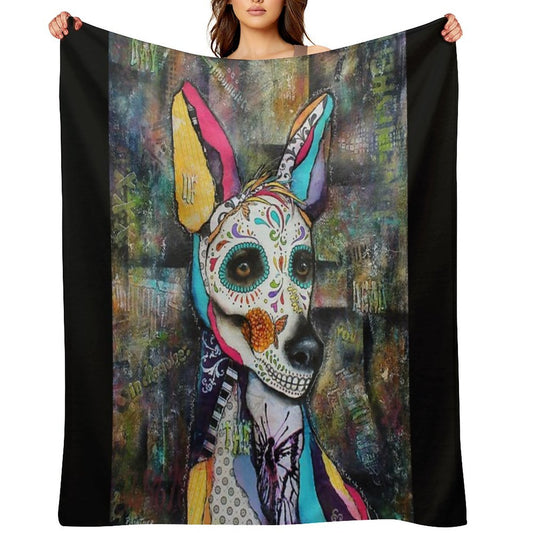 Xolo Mexican Hairless Dog Day of The Dead Gift-ready Throw Blanket