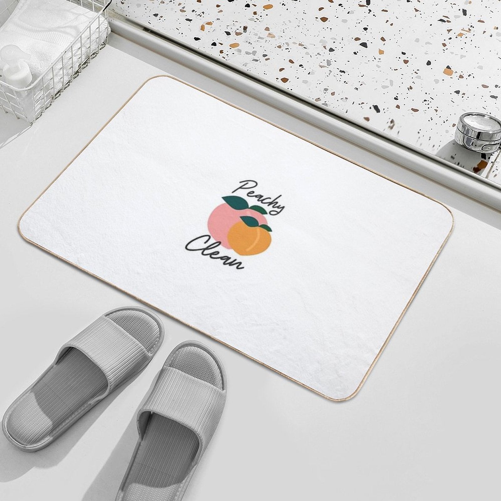 Peachy Clean Bathroom Printable  Repositionable Bath Mat