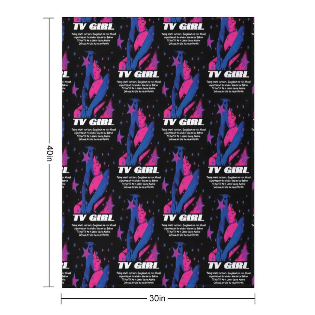 TV Girl Vintage Machine-washable Throw Blanket