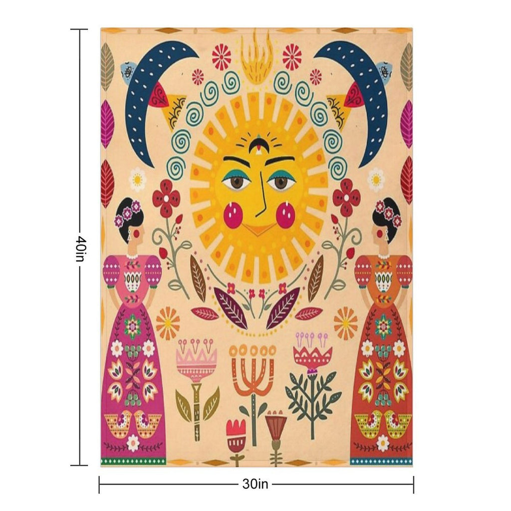 Folk Art Inspired By The Fabulous Frida Compact Throw Blanket
