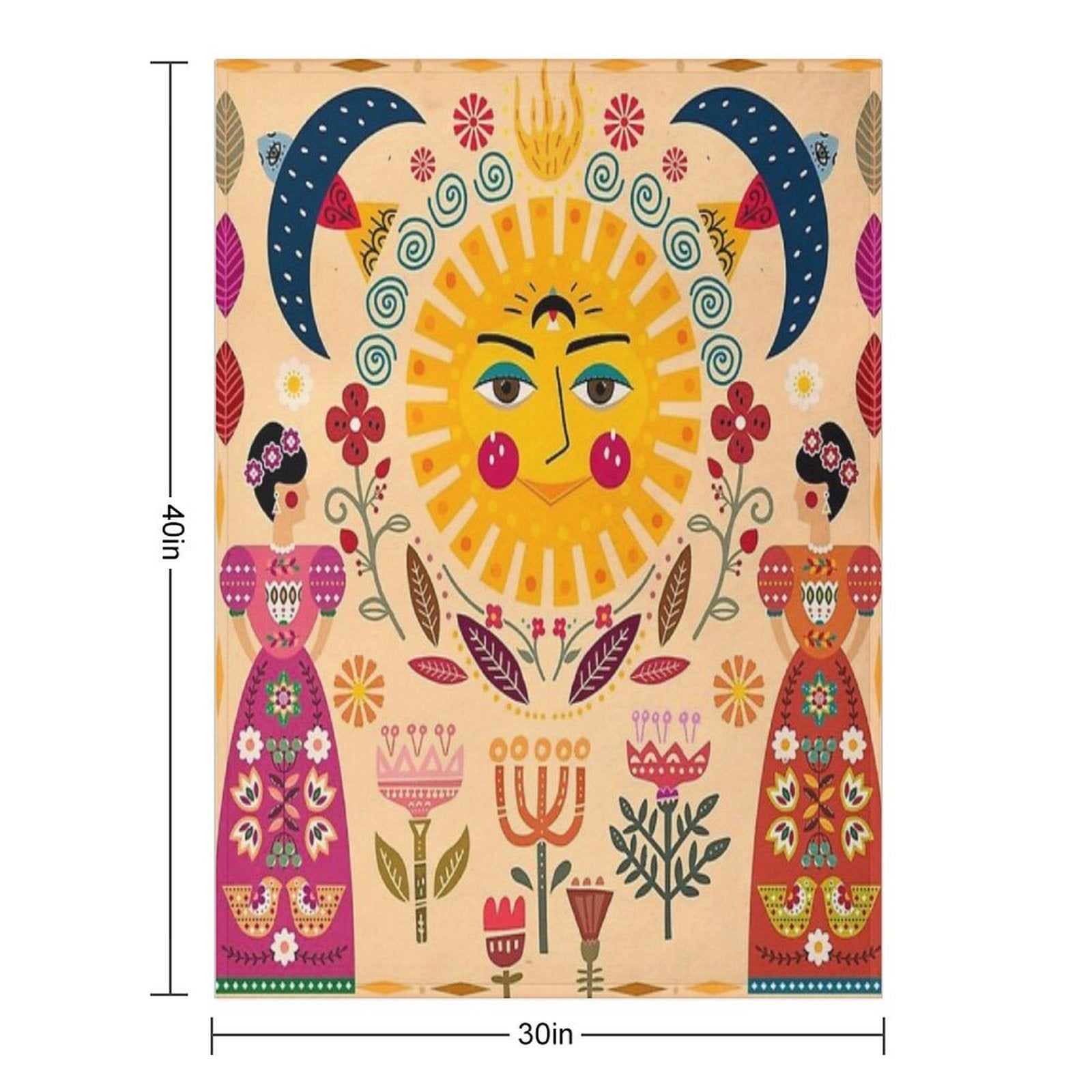 Folk Art Inspired By The Fabulous Frida Compact Throw Blanket