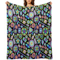 Ernst Haeckel Rainbow Diatoms on Black Anti-pilling Throw Blanket
