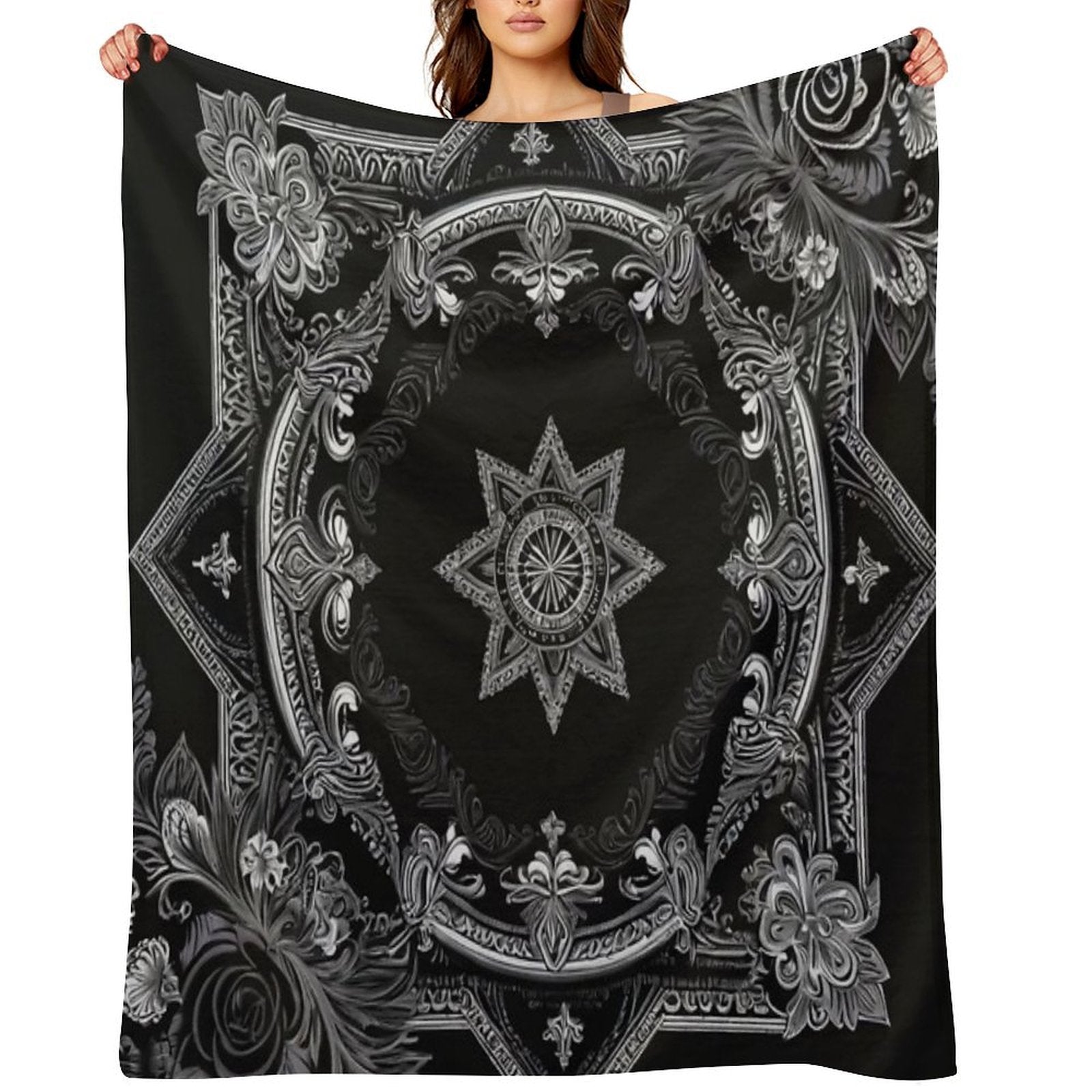 RogerPattern - Monochrome Elegance Black And White Symphony Eco-conscious Throw Blanket
