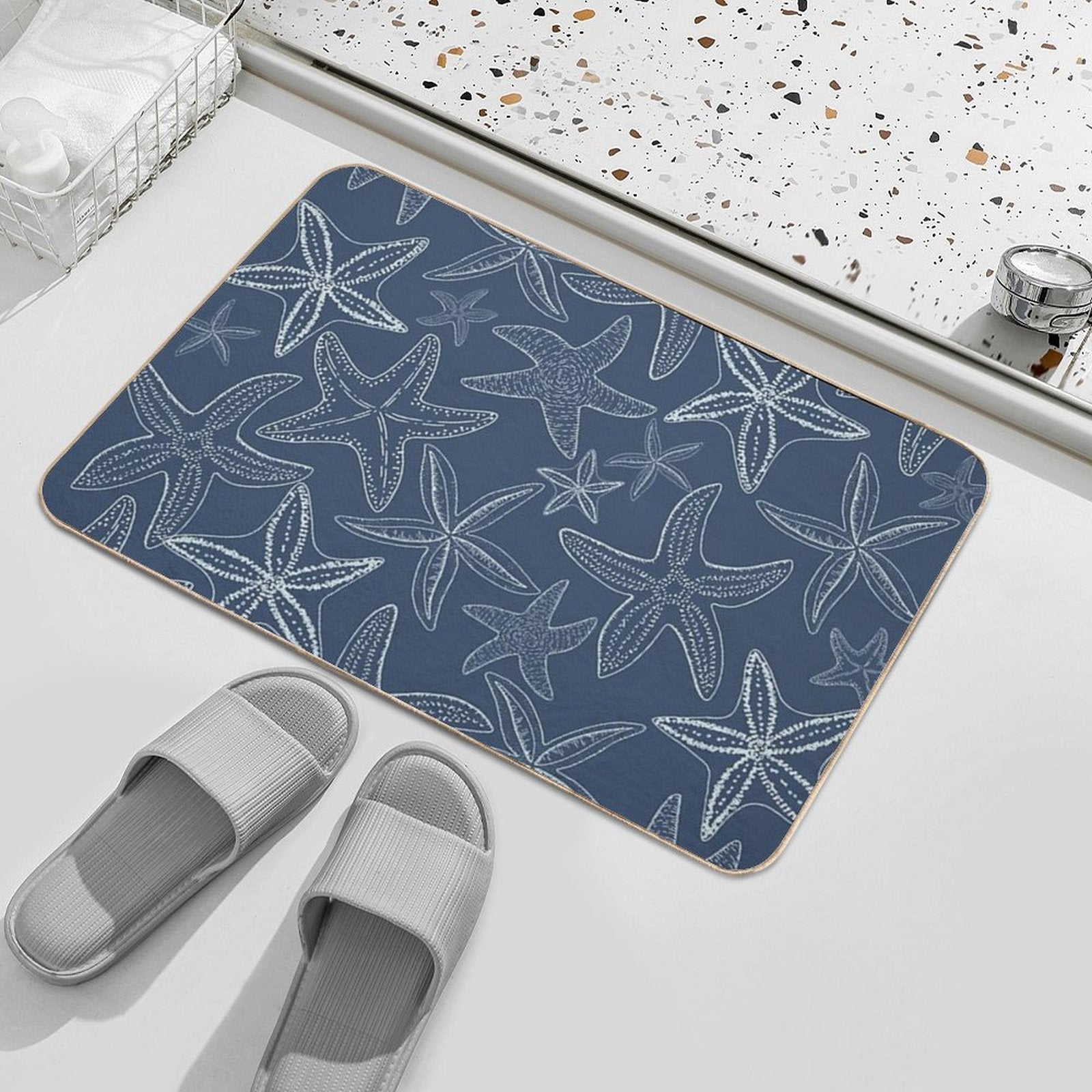 Starfish Pattern Dark Side  Stain-Proof Bath Mat
