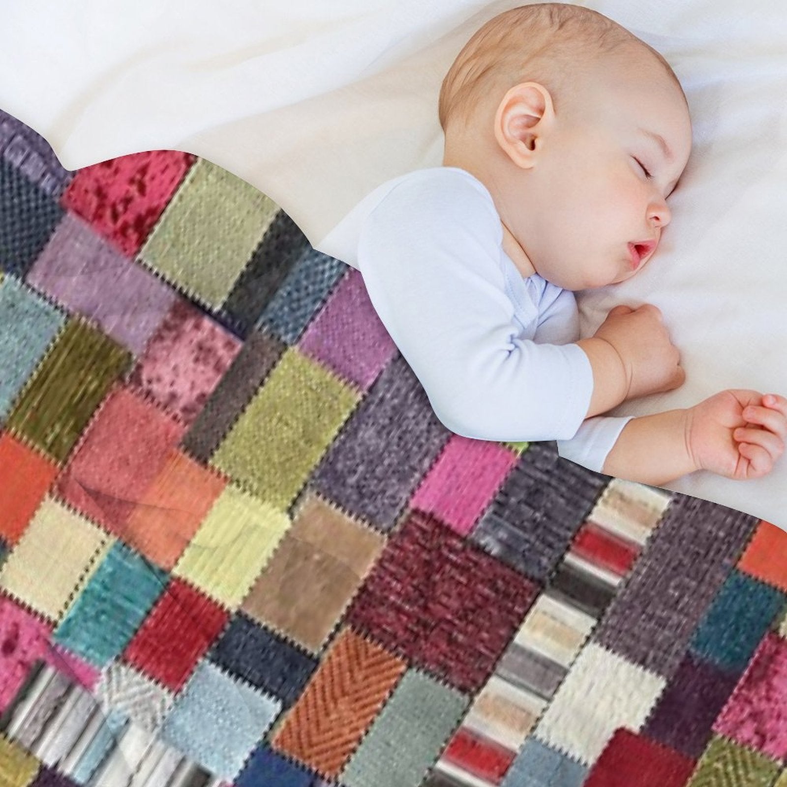 Another Patchwork Textured Fabric Design Lightweight Throw Blanket