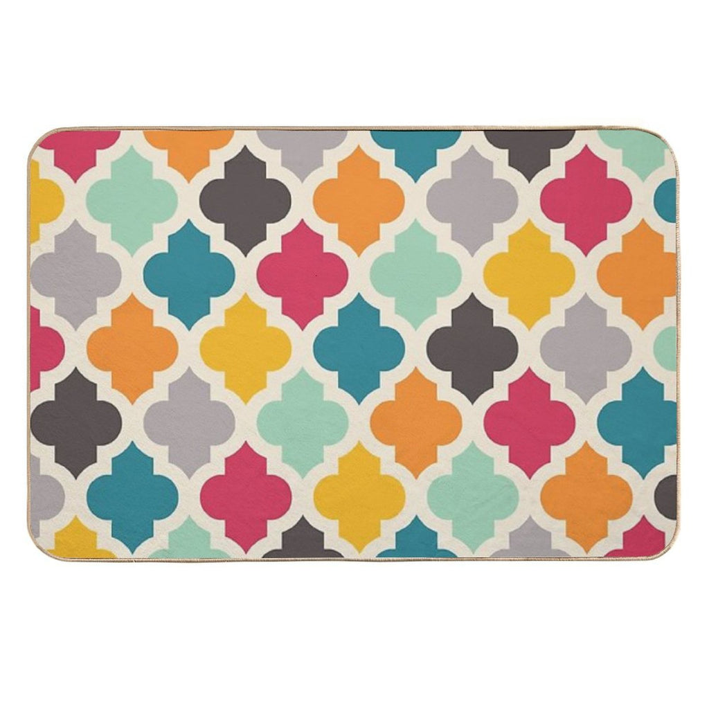 Colorful Moroccan Quatrefoil Lattice Pattern  Toxin-Free Bath Mat