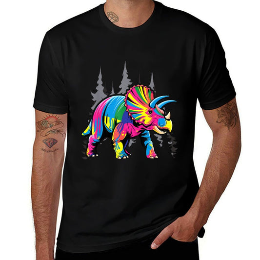 Tie Dye Triceratops Tie Dyed Dinosaur Prehistoric Dino  Eco-friendly Material T-Shirt