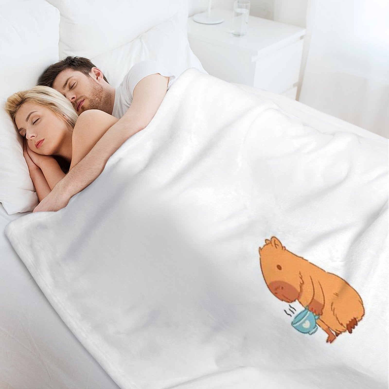 Capybara with A Tea Cup Velvety-soft Throw Blanket
