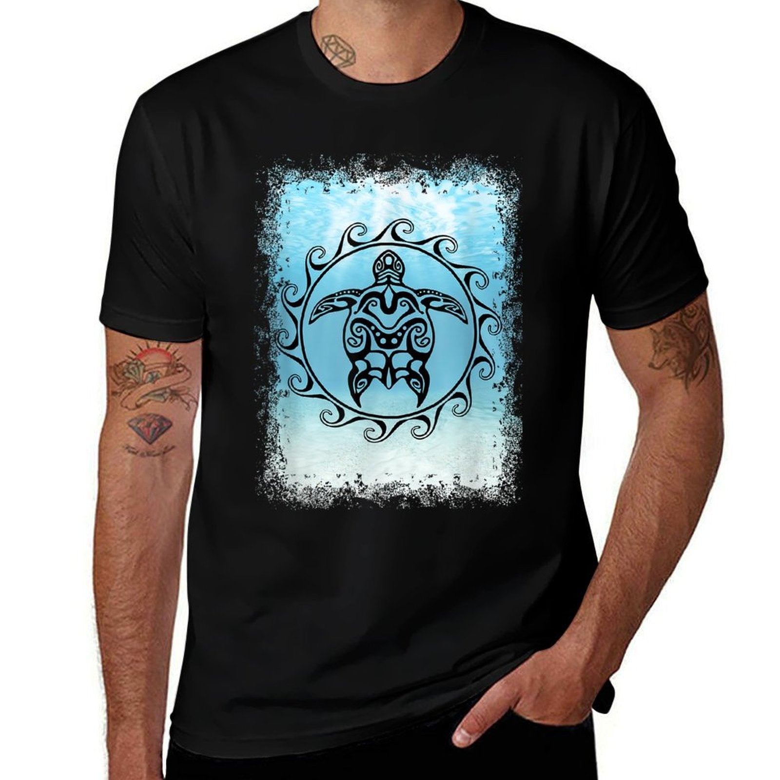 Tribal Sea Turtle Maori Sun Ocean  Eco-friendly Material T-Shirt