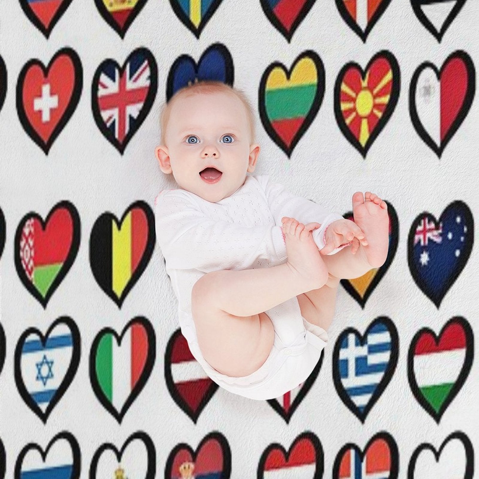 Eurovision Song Contest Flags Hearts ESC EBU Eurofans Shrink-resistant Throw Blanket