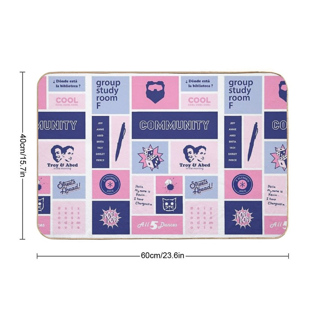Community Collage Pink  Blue  Easy Maintenance Bath Mat
