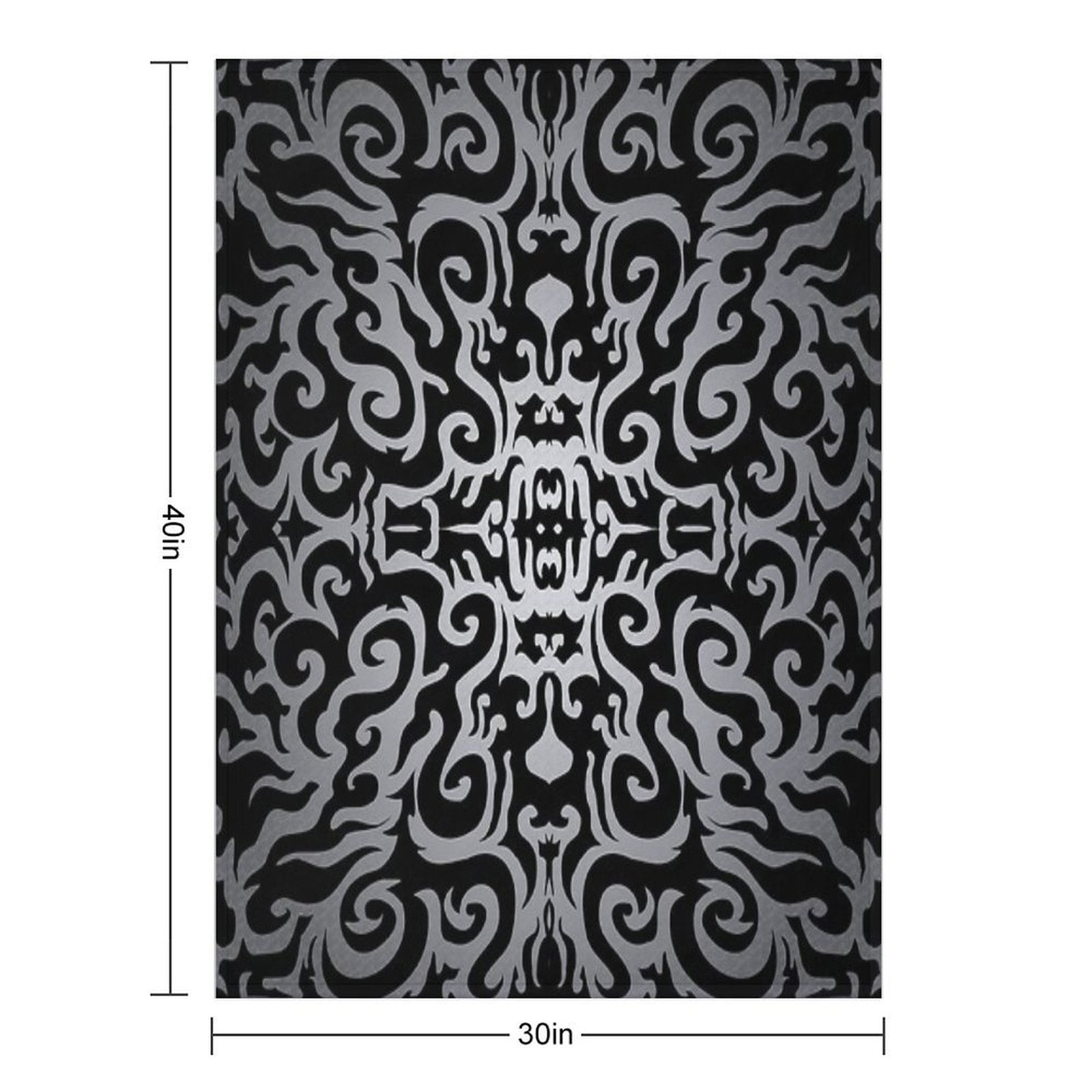 Silver Damask Brocade Pattern Travel-friendly Throw Blanket