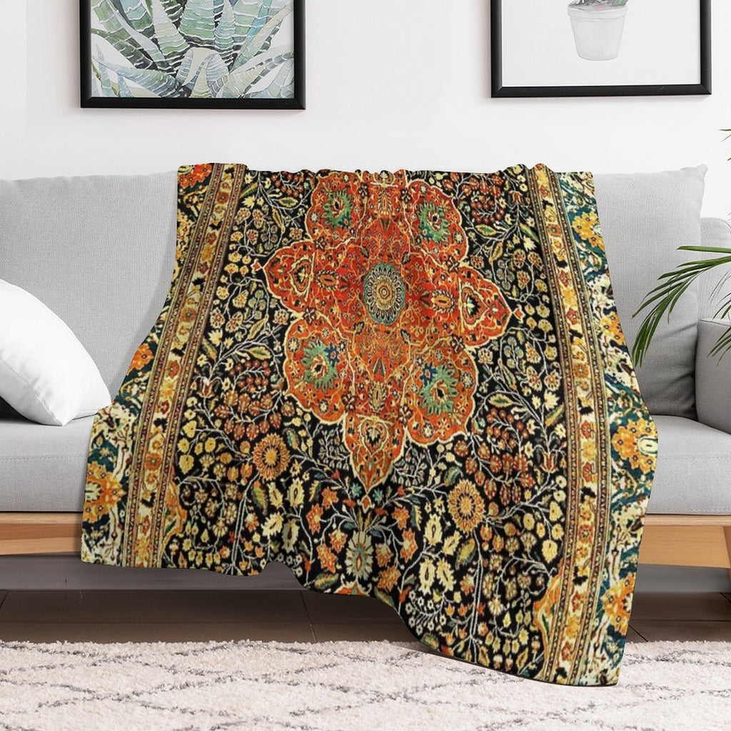 Antique Persian Mohtashem Kashan Rug Print All-season Throw Blanket