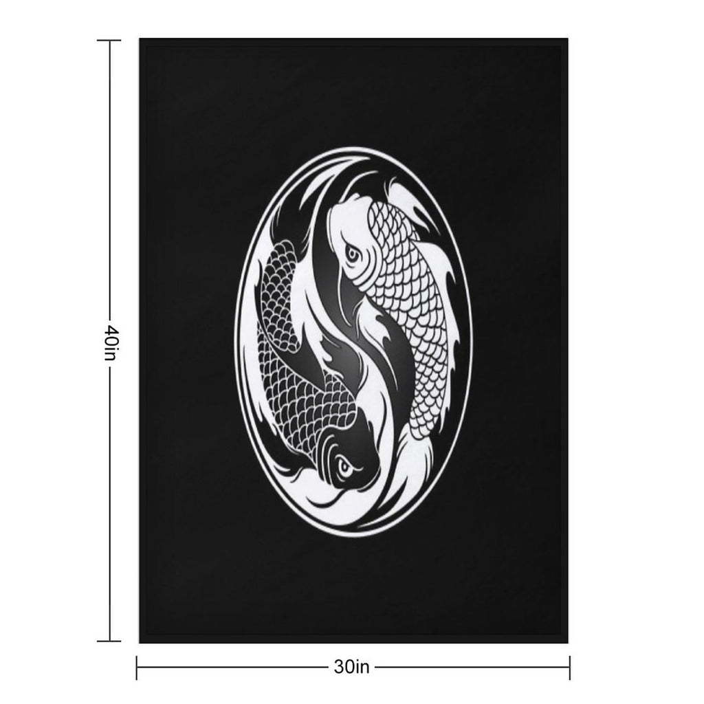 Black And White Yin Yang Koi Fish Eco-conscious Throw Blanket