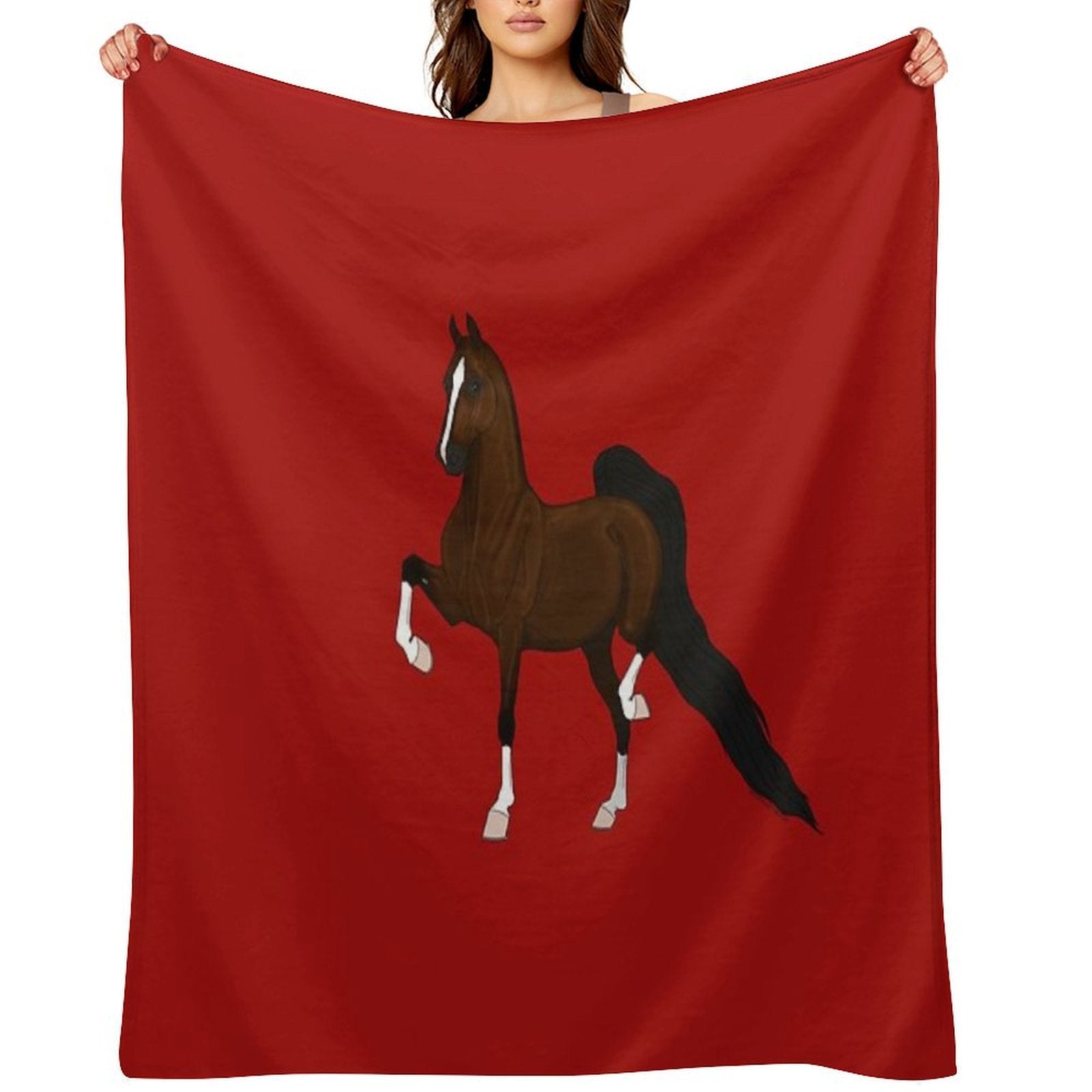 Bay American Saddlebred Horse Compact Throw Blanket
