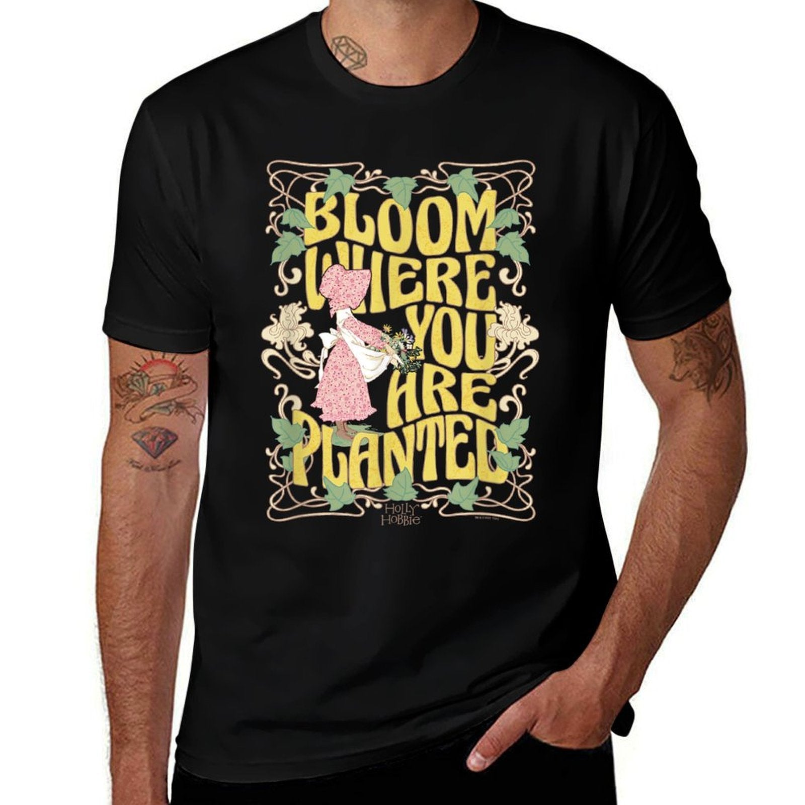 Holly Hobbie Bloom Where You Are Planted Floral Retro  High-quality Stitching T-Shirt