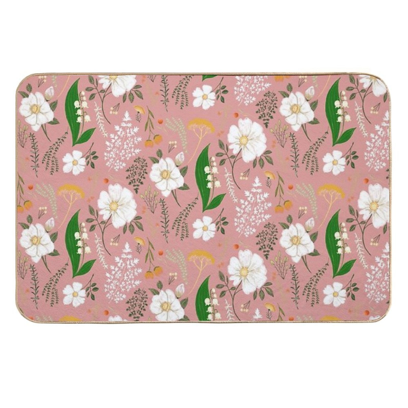 Garden Florals on Soft Pink.  Toxin-Free Bath Mat