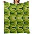 Retro Geometric Gradated Design Avocado Green Wrinkle-free Throw Blanket