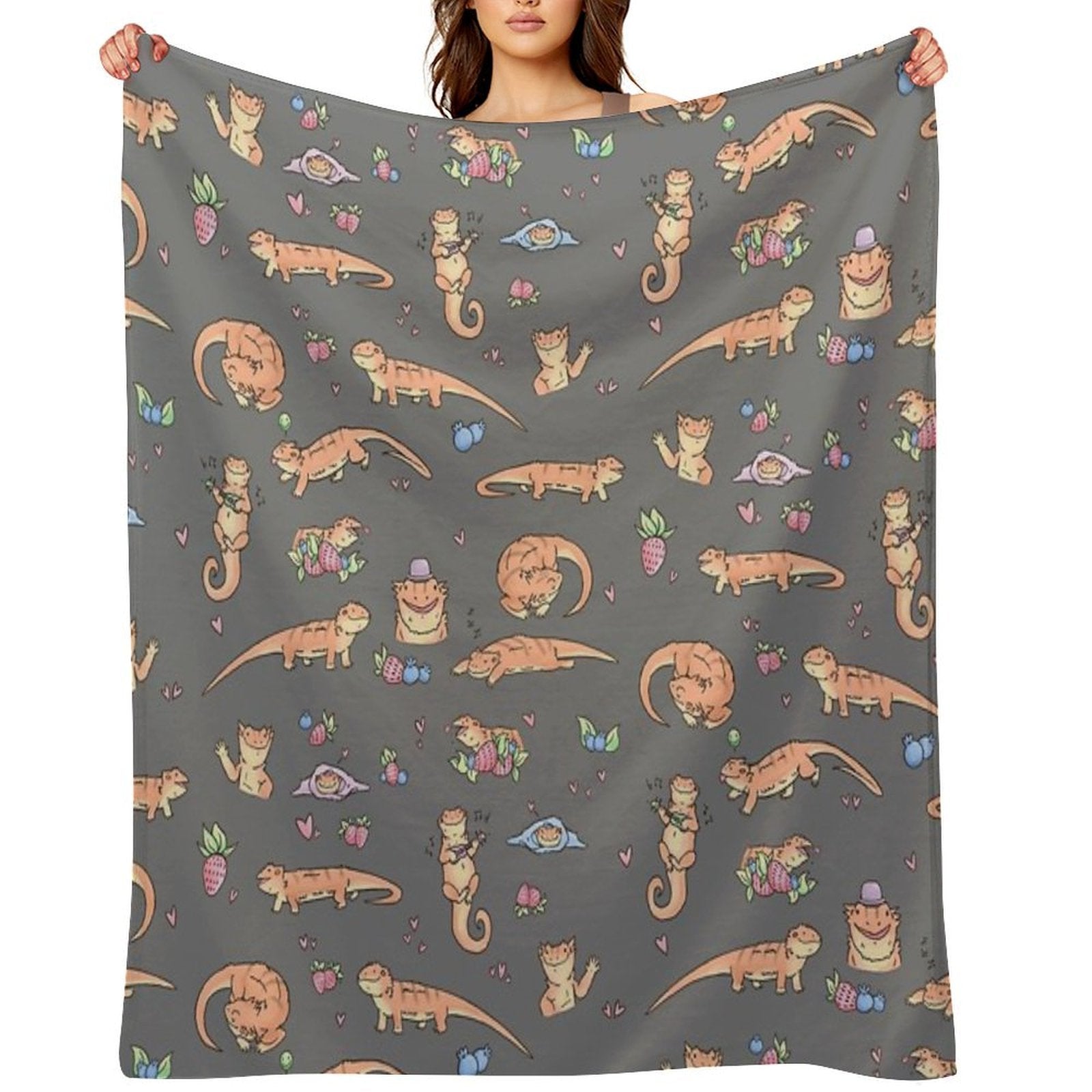 Dragons And Berries Machine-washable Throw Blanket