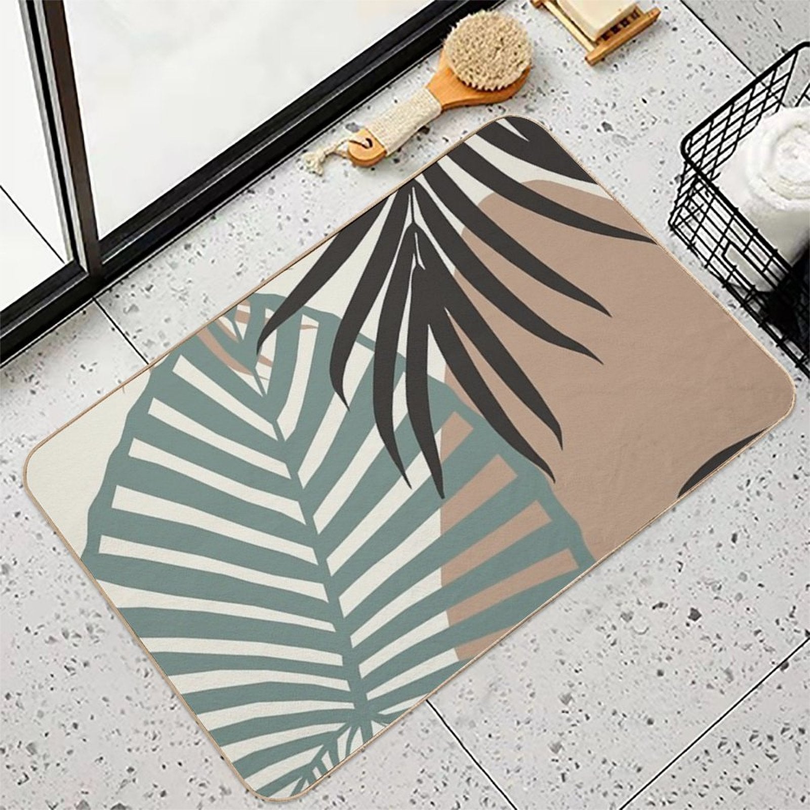 Minimal Jungle Leaves Finesse #1 #tropical #decor #art  Rapid-Drying Bath Mat