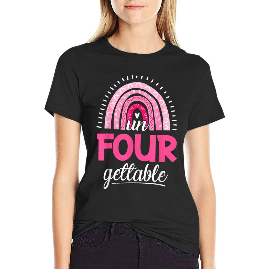 Un Four Gettable Birthday 4 Year Old Rainbow 4th Bday  Polyester Blend T-Shirt