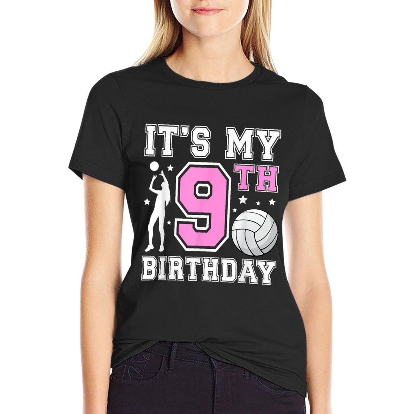 9th Birthday Volleyball Girl 9 Year Old Volleyball Player  Stretchy T-Shirt