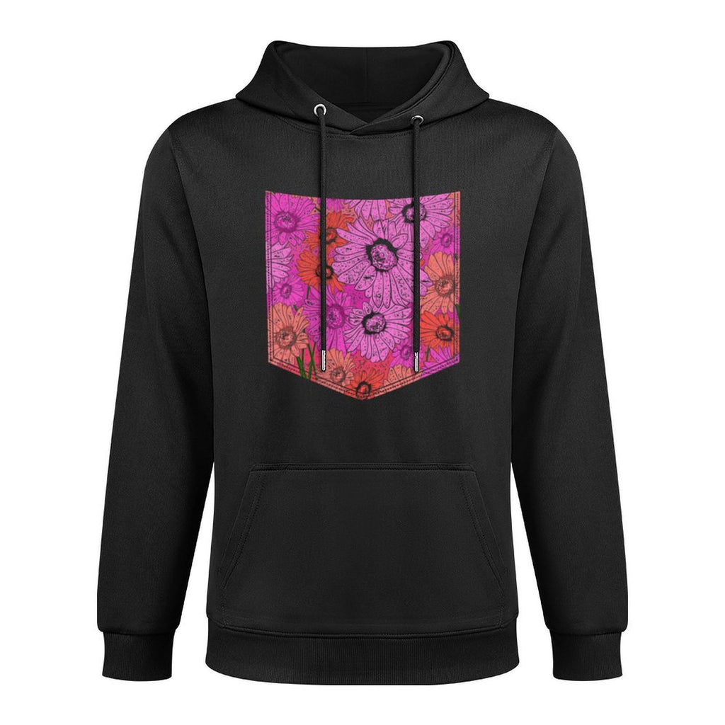 Colorful Flower Pocket Floral Pattern Botanical Kangaroo Pocket Hoodie
