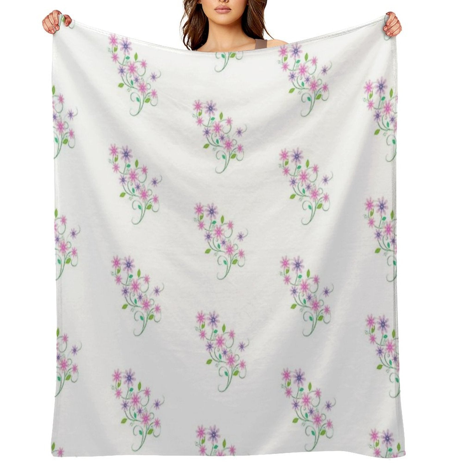 Pink & Lavender Flowers Compact Throw Blanket