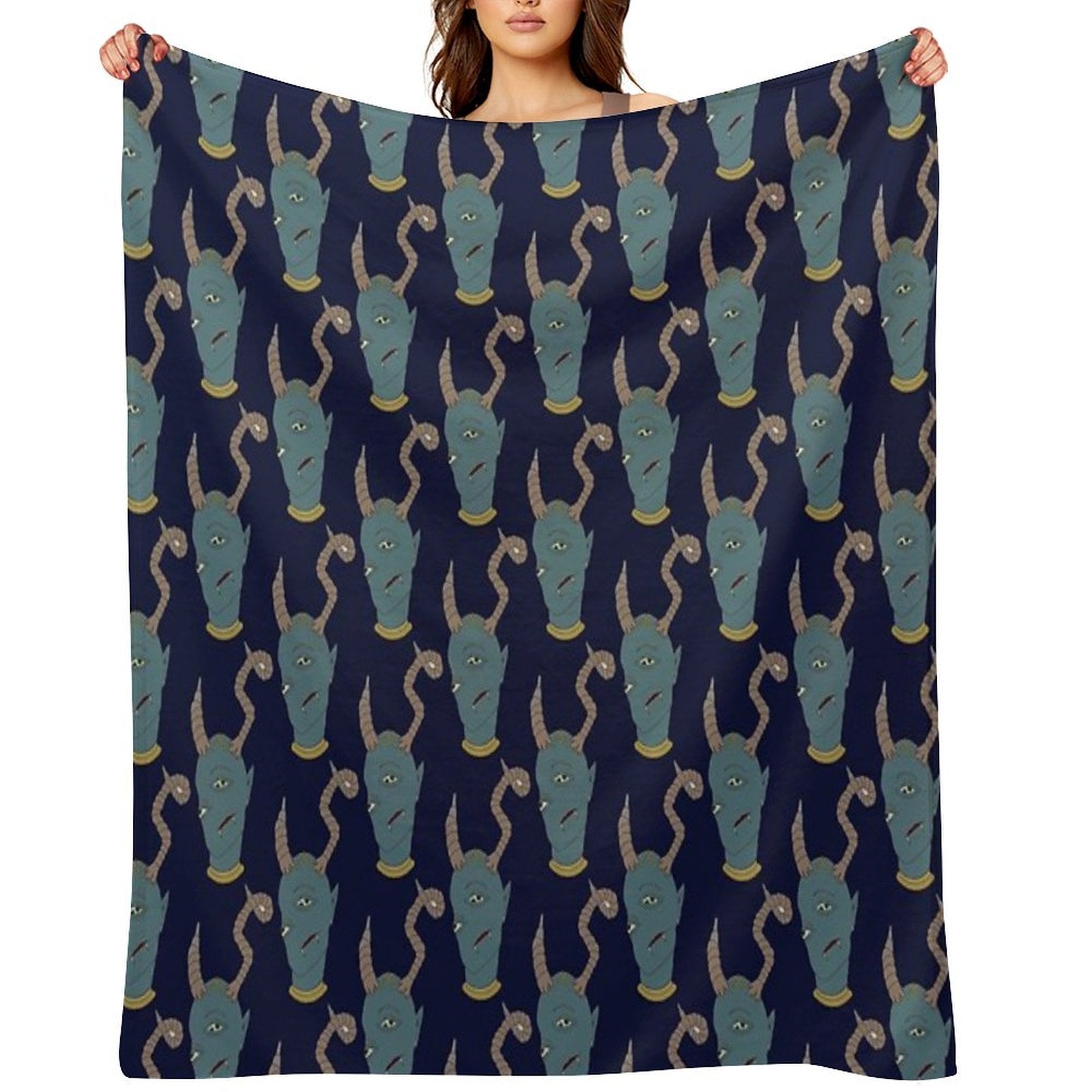 Exhausted Monster Face Sustainable Throw Blanket