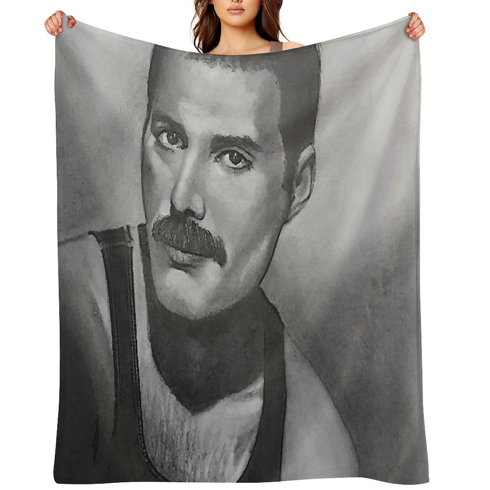 Freddie Mercury Fan Art – Queen’s Legendary Frontman Quick-dry Throw Blanket