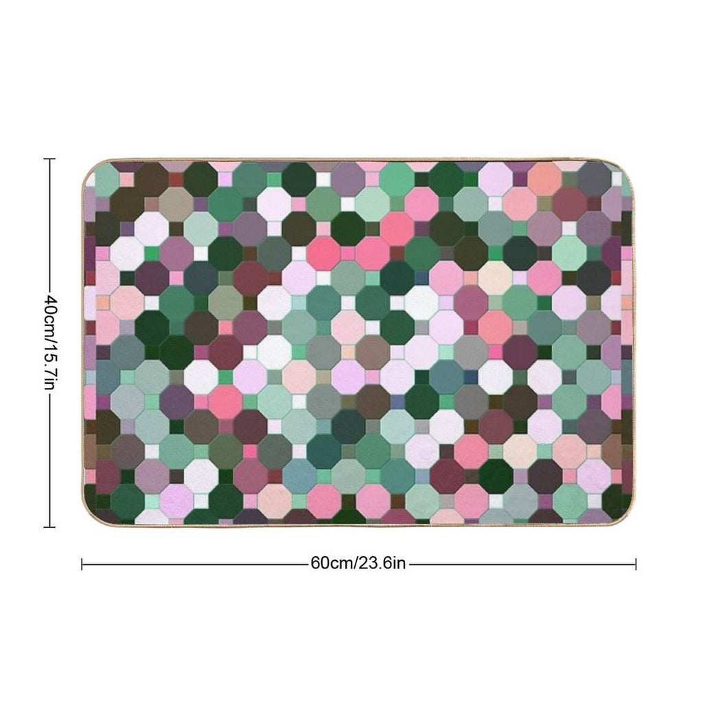 Abstract Green, Pink, Purple And White Octagons  Versatile Bath Mat