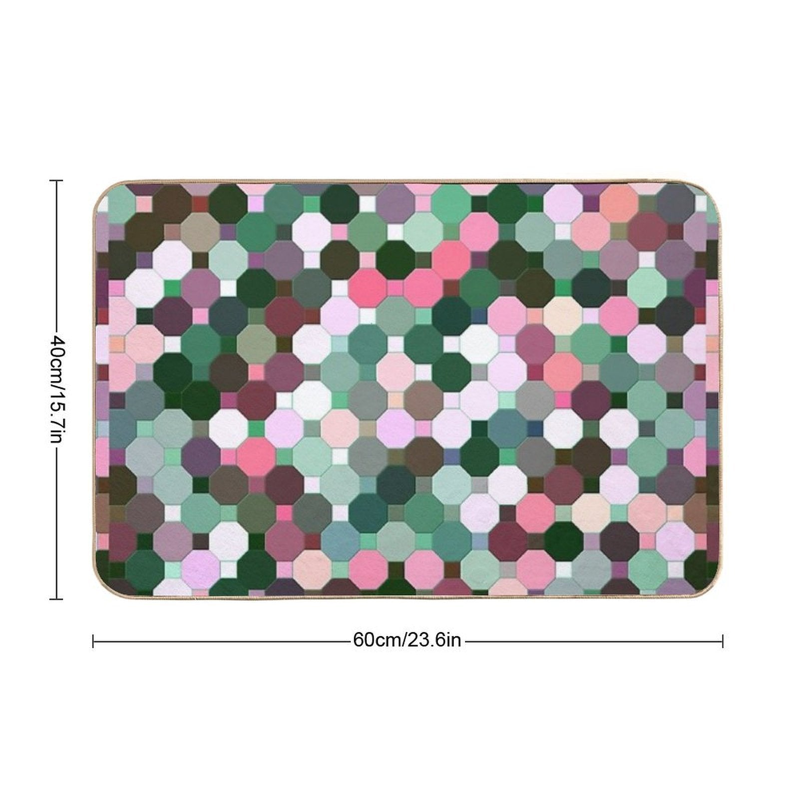 Abstract Green, Pink, Purple And White Octagons  Versatile Bath Mat