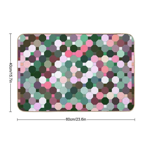 Abstract Green, Pink, Purple And White Octagons  Versatile Bath Mat