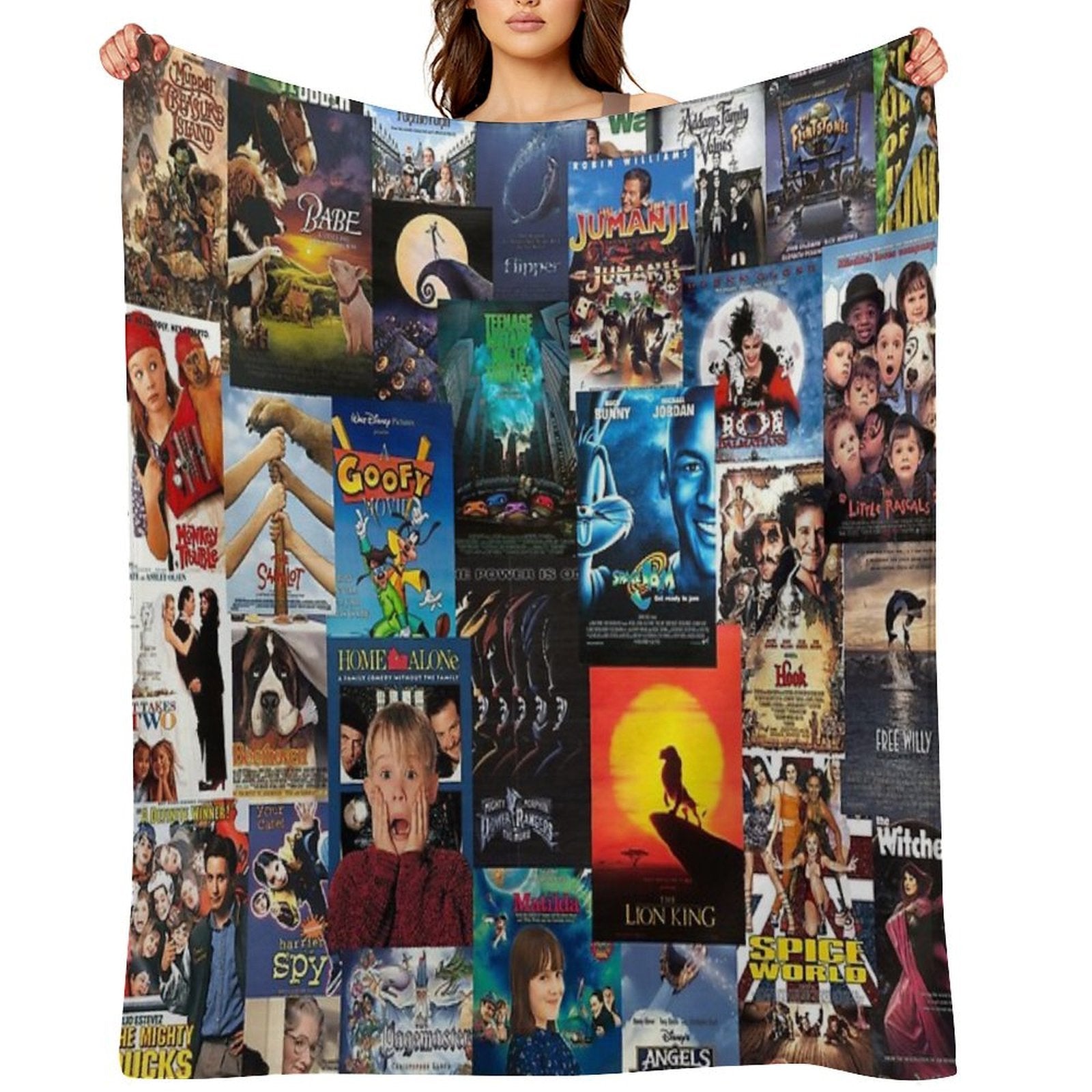 90s Childhood Movie Posters Easy Care Throw Blanket