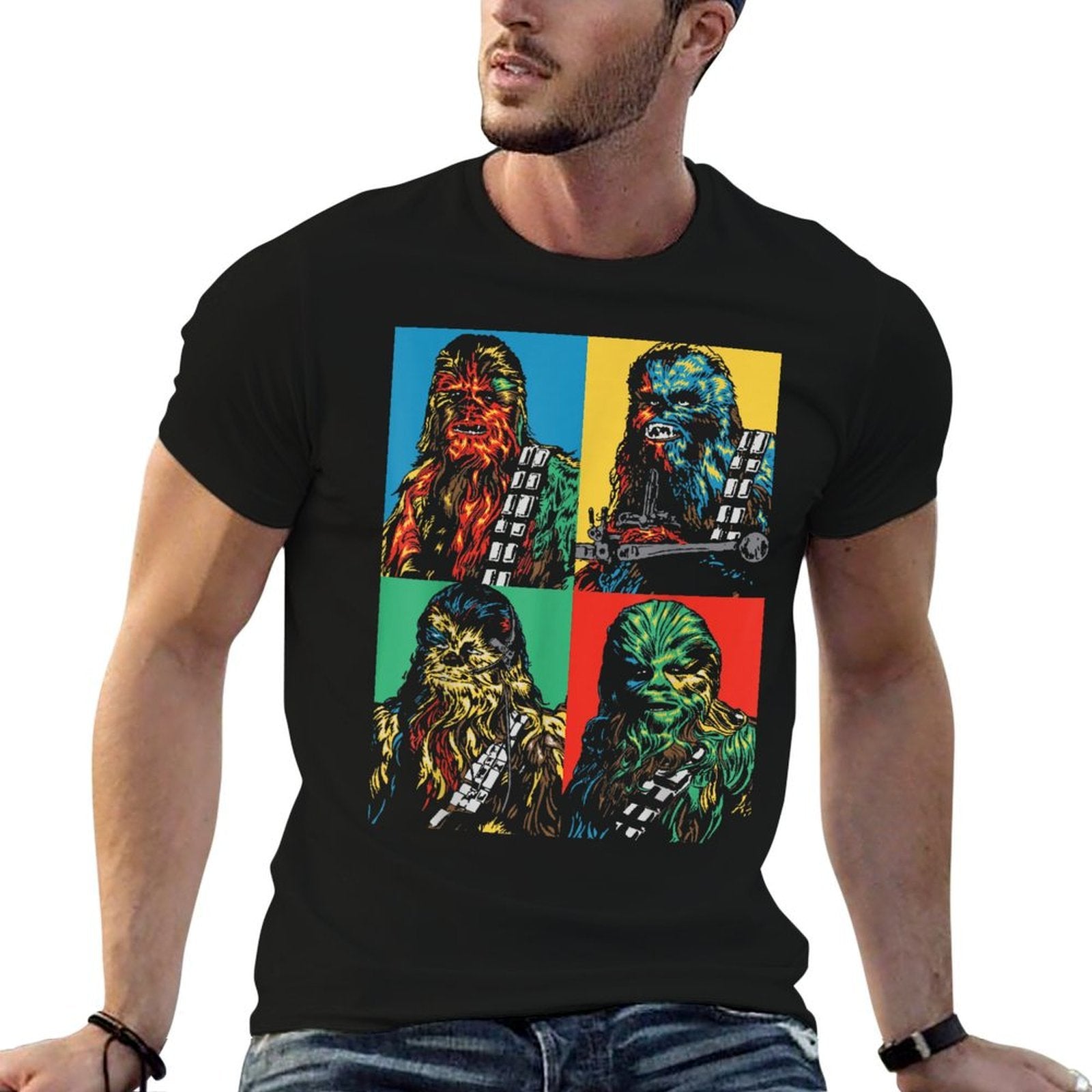 Star Wars Chewbacca Colorful Panel Portrait  Stretchy T-Shirt
