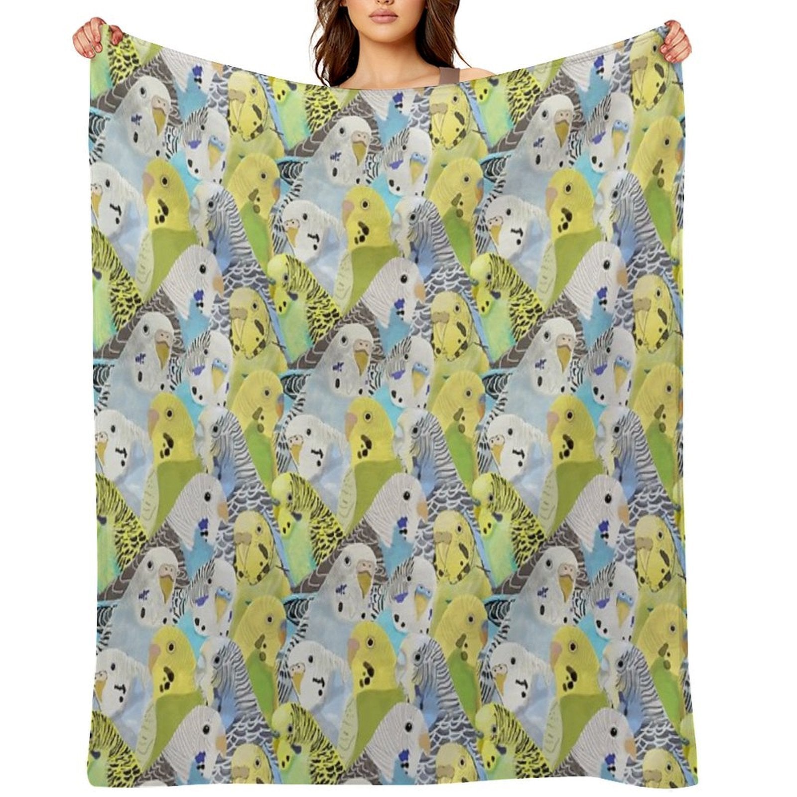 Budgie Parakeets Plush Throw Blanket