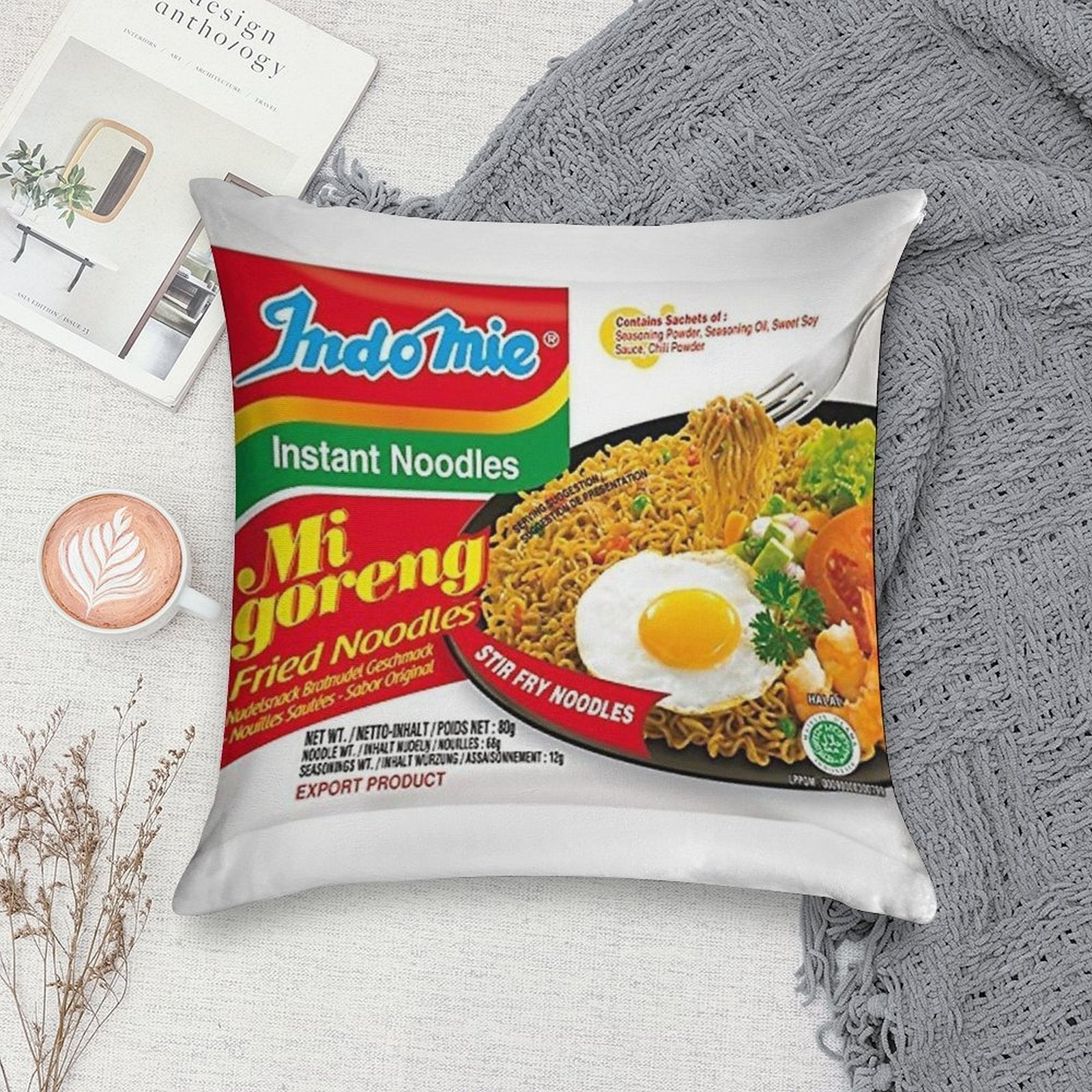 Indomie Original Flavour Soft Durable Construction Throw Pillow