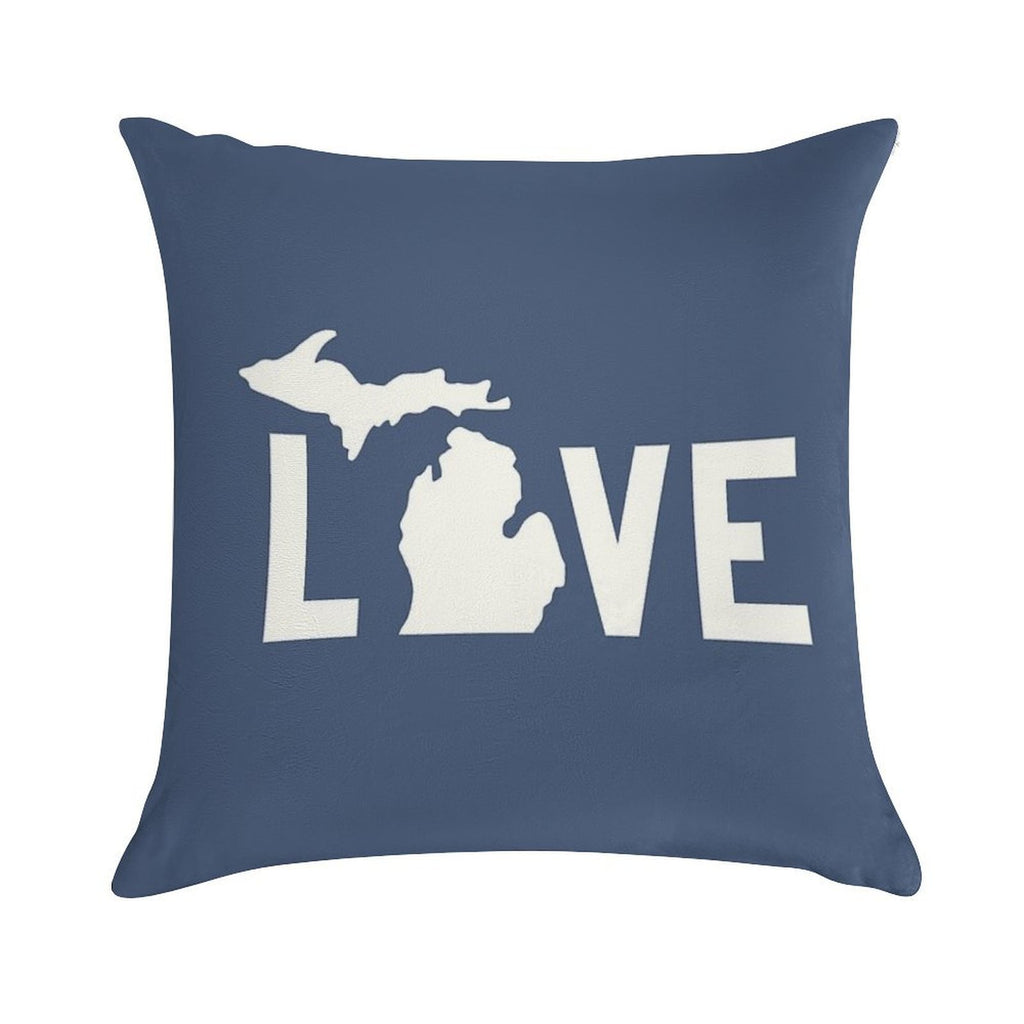Michigan Love - All White Soft Fade-Resistant Throw Pillow
