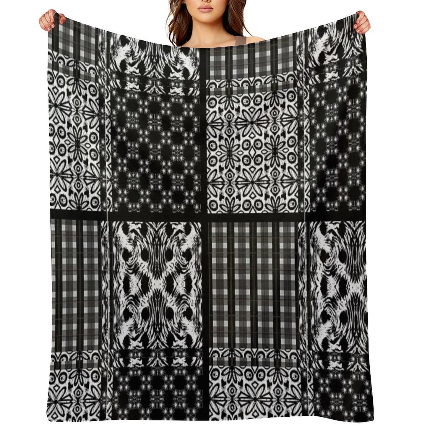 Mixed Black And White Pattern Gift-ready Throw Blanket