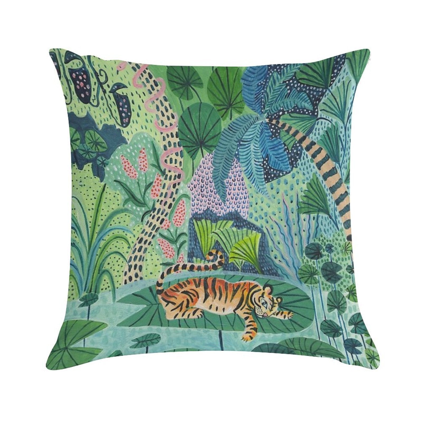 Jungle Tiger Soft Shrink-Resistant Throw Pillow