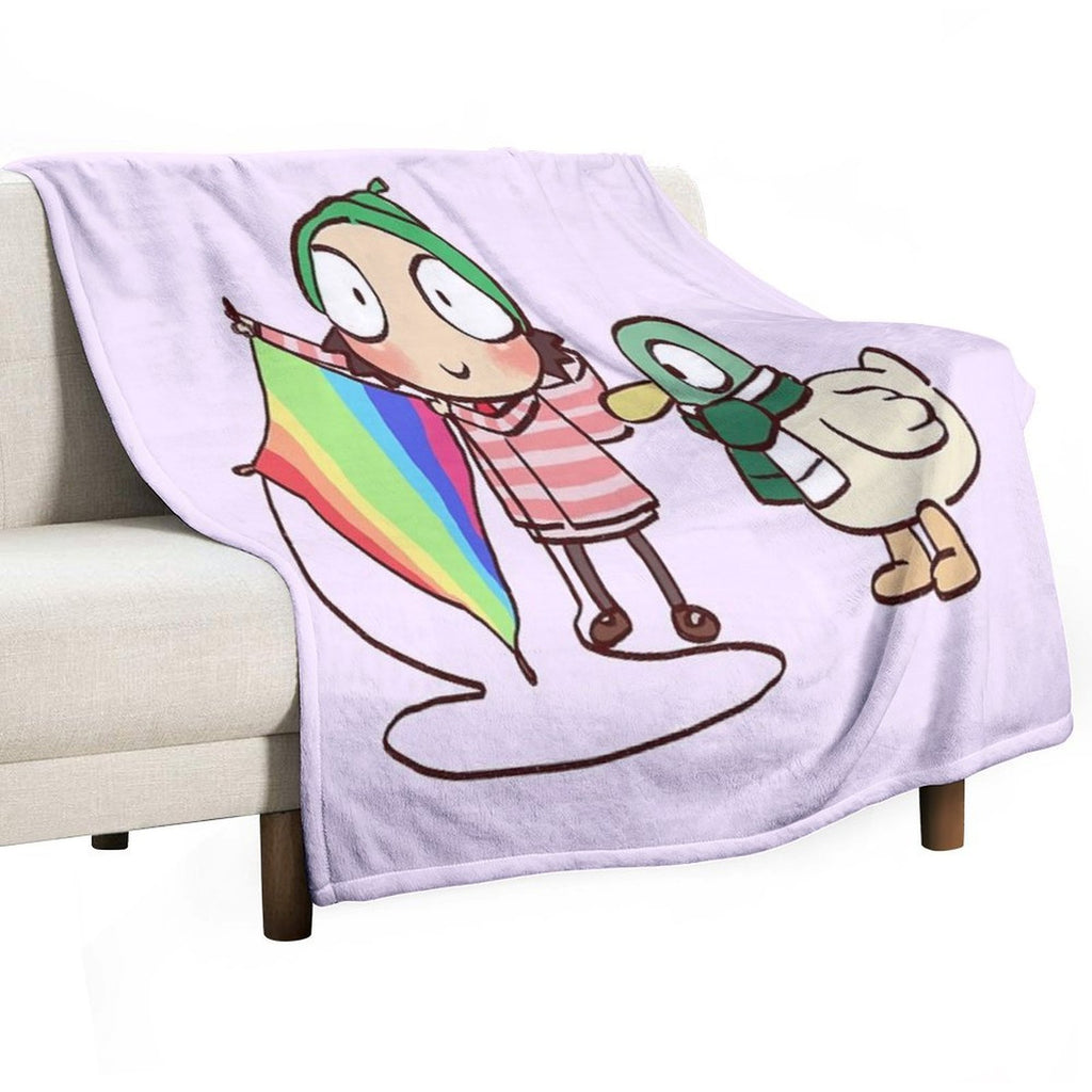 I Draw Sarah And Duck And Rainbow Kite from Kite Flight  Sarah And Duck Wrinkle-free Throw Blanket