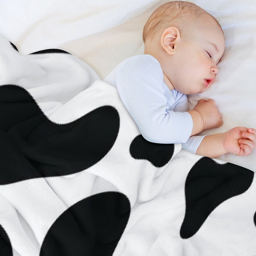Cow Hide Spotted Fur Farm Animal Pattern Black White All-season Throw Blanket