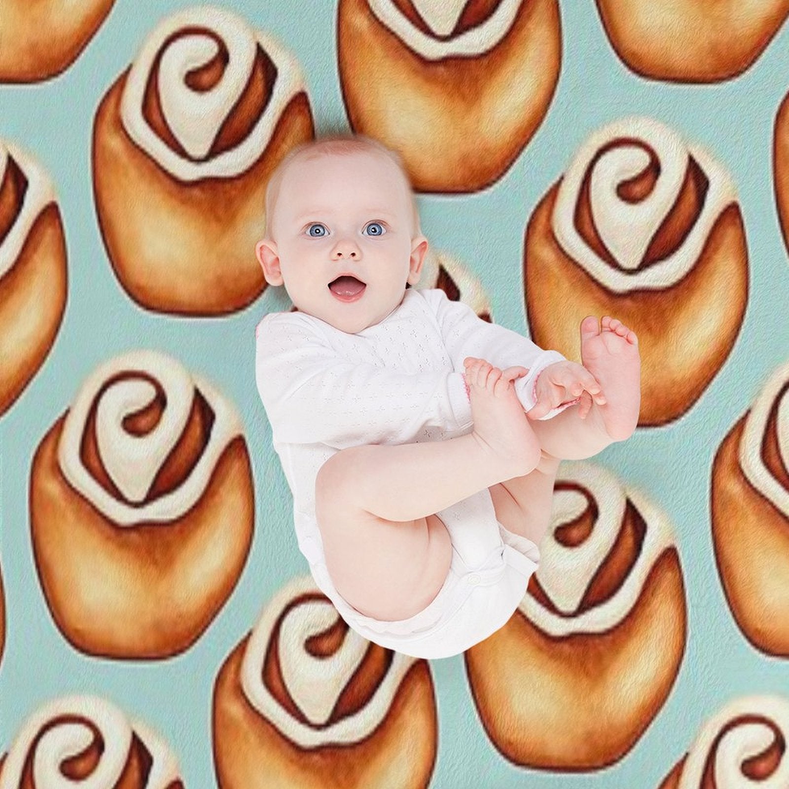 Cinnamon Roll Pattern - Blue Anti-pilling Throw Blanket
