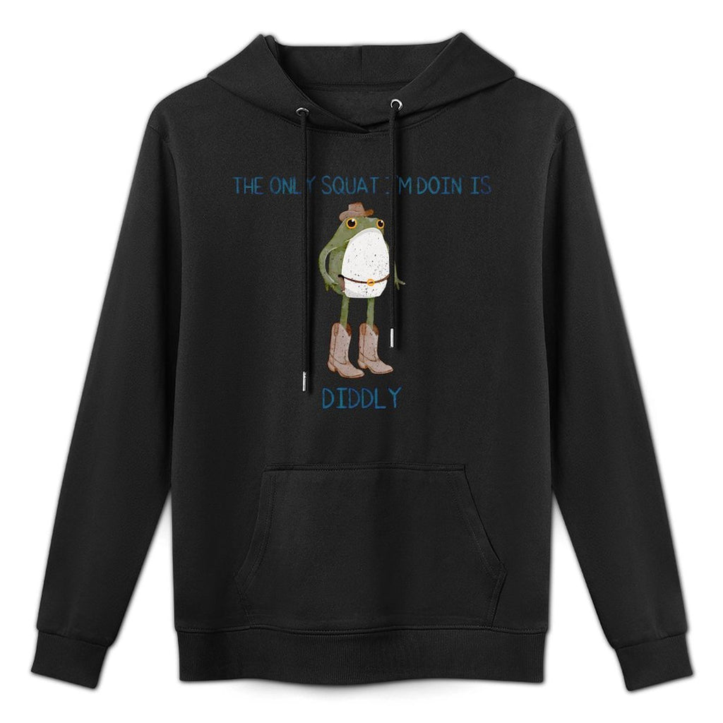 The Only Squat Im Doin Is Diddly Frog Meme Vintage Funny Medium-Weight Fabric Hoodie