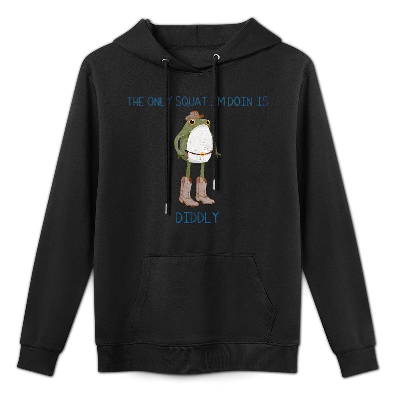 The Only Squat Im Doin Is Diddly Frog Meme Vintage Funny Medium-Weight Fabric Hoodie