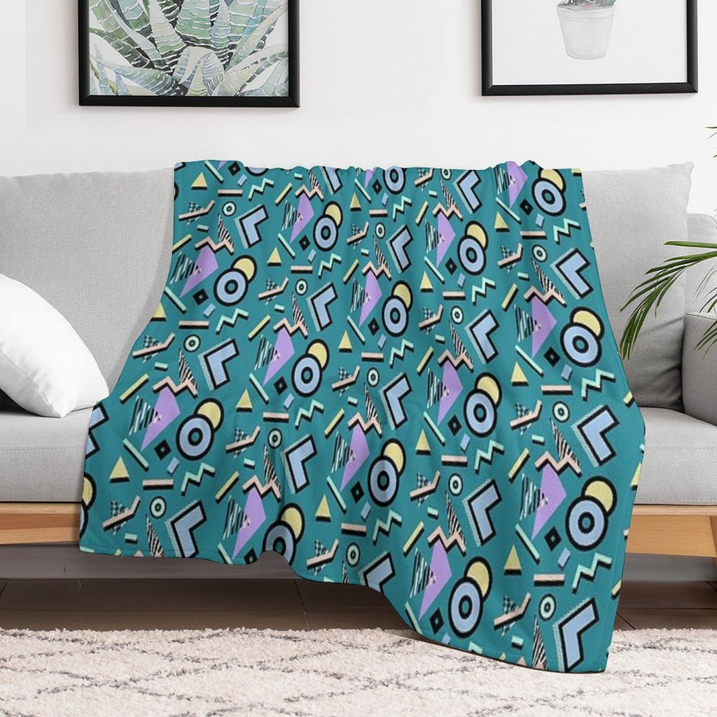 80s Pattern Vaporwave Memphis Pastel Squiggles Gift-ready Throw Blanket