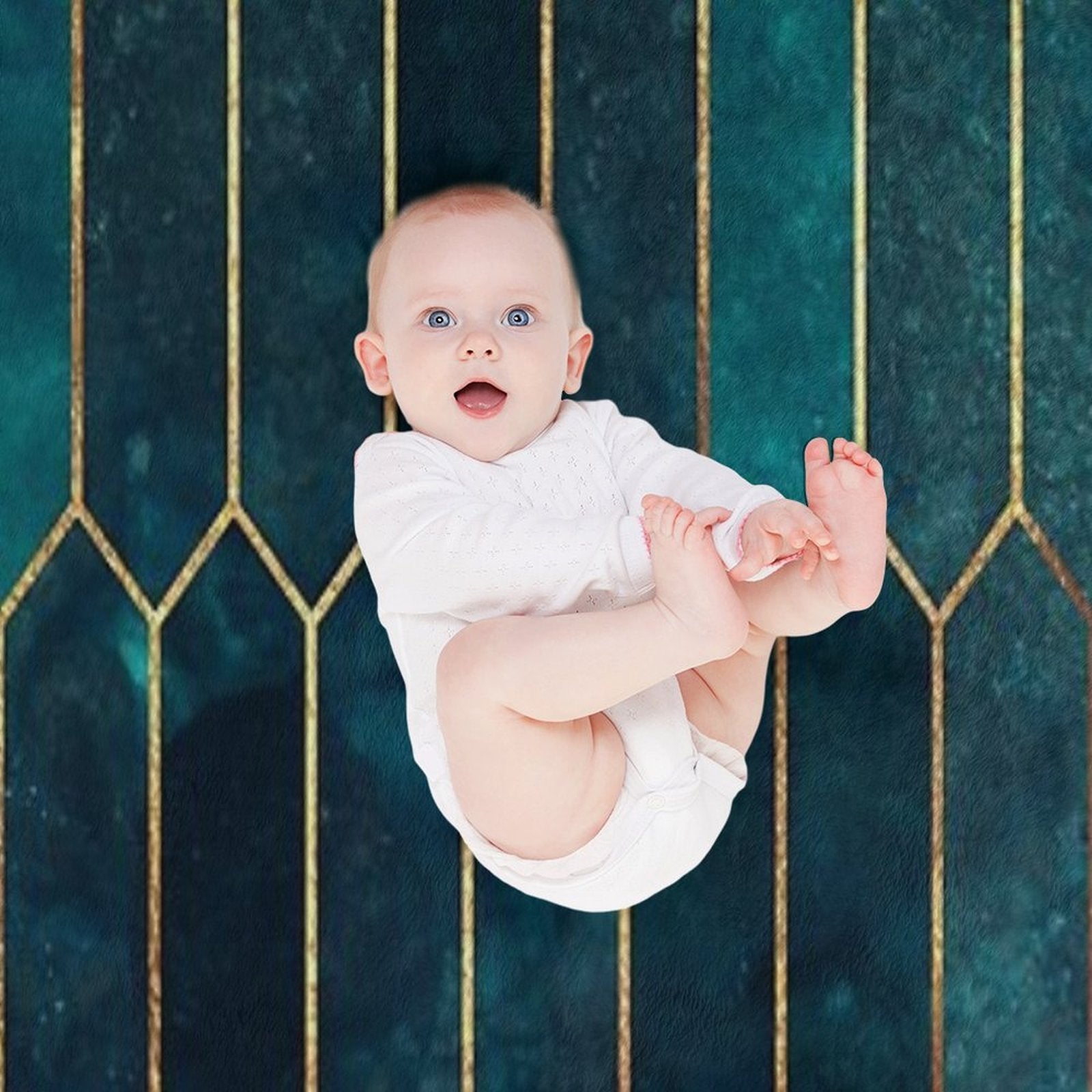 Deep Teal And Blue Gold  Pattern Versatility Throw Blanket
