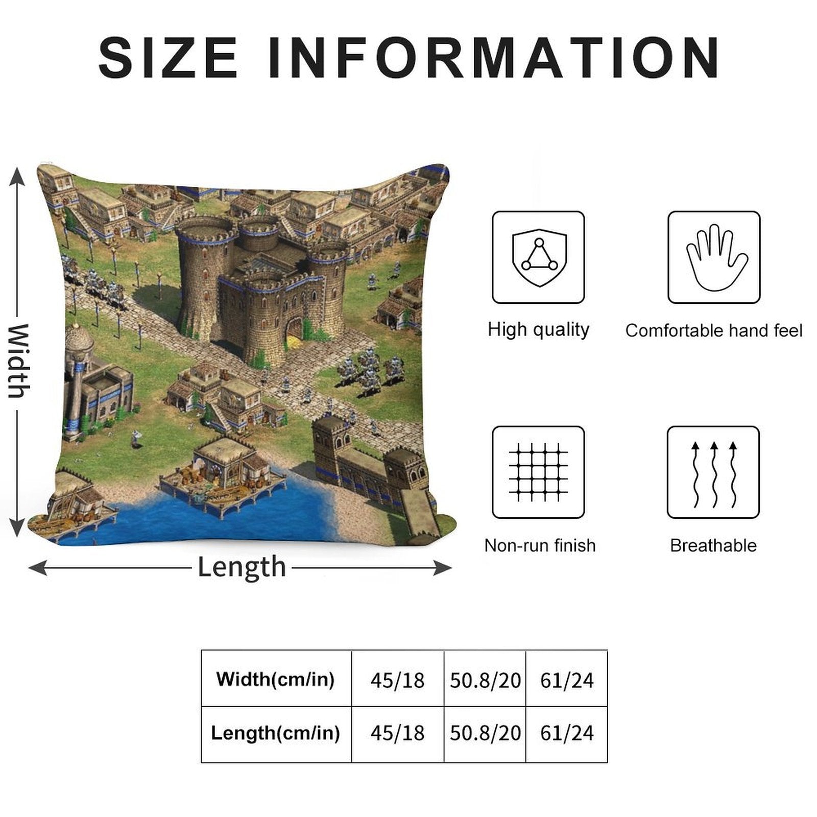 Age of Empires 2 Oriental Town Soft Durable Construction Throw Pillow